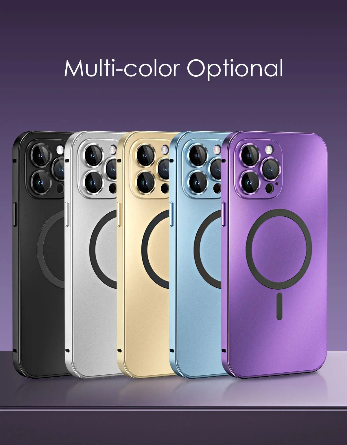 Luxury Magnetic Aluminium Case for iPhone 13–15 Pro Max | Full Body Protection with Glass Lens & PC Back | MagSafe Ready