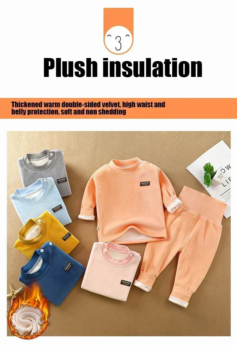 Tiny Toes, Toasty Days – High-Waist Thermal Set for Cold-Weather Baby Care
