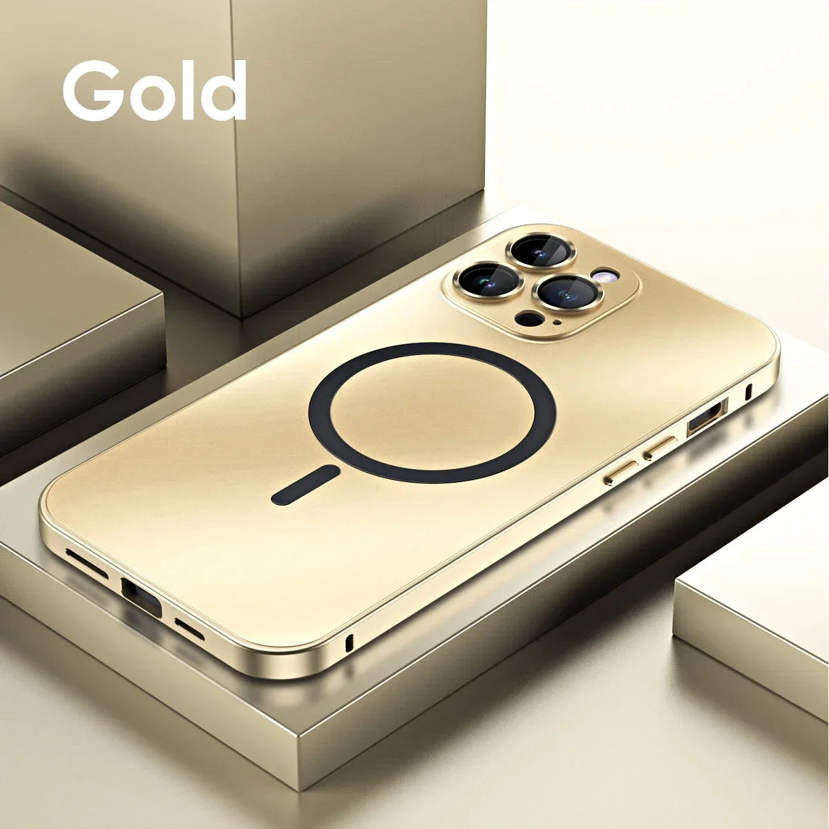 Luxury Magnetic Aluminium Case for iPhone 13–15 Pro Max | Full Body Protection with Glass Lens & PC Back | MagSafe Ready