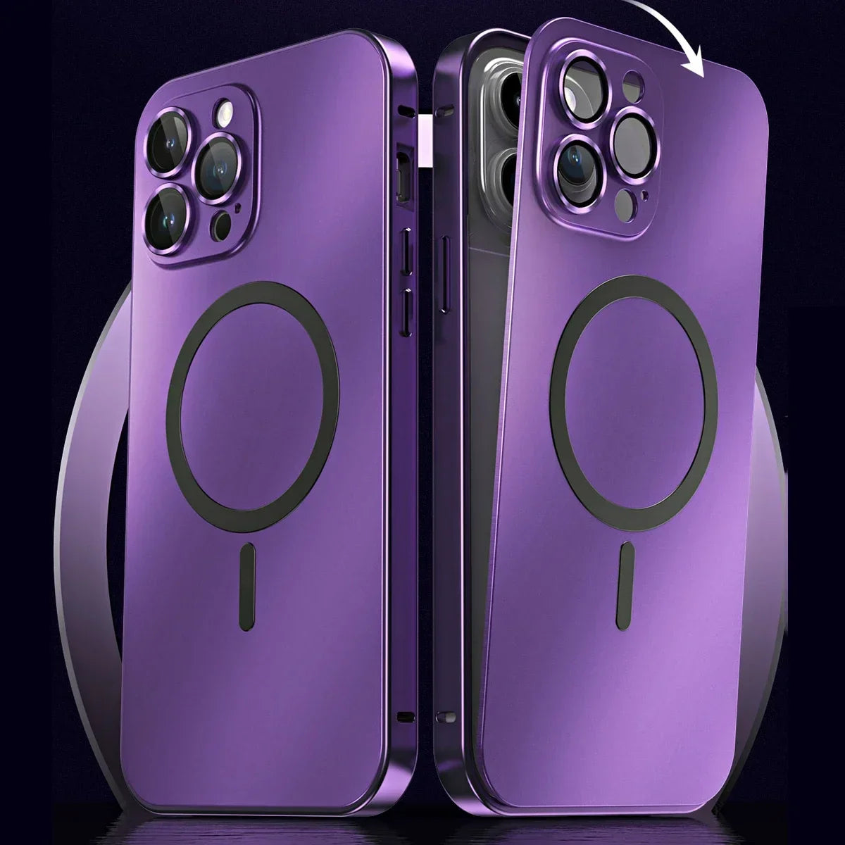 Luxury Magnetic Aluminium Case for iPhone 13–15 Pro Max | Full Body Protection with Glass Lens & PC Back | MagSafe Ready