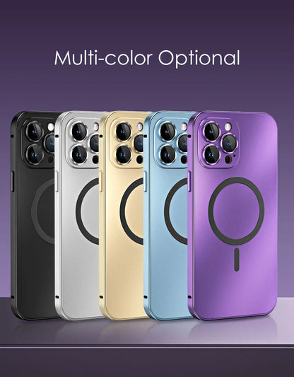 Luxury Magnetic Aluminium Case for iPhone 13–15 Pro Max | Full Body Protection with Glass Lens & PC Back | MagSafe Ready