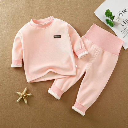Tiny Toes, Toasty Days – High-Waist Thermal Set for Cold-Weather Baby Care
