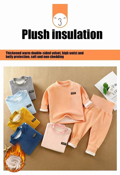 Tiny Toes, Toasty Days – High-Waist Thermal Set for Cold-Weather Baby Care