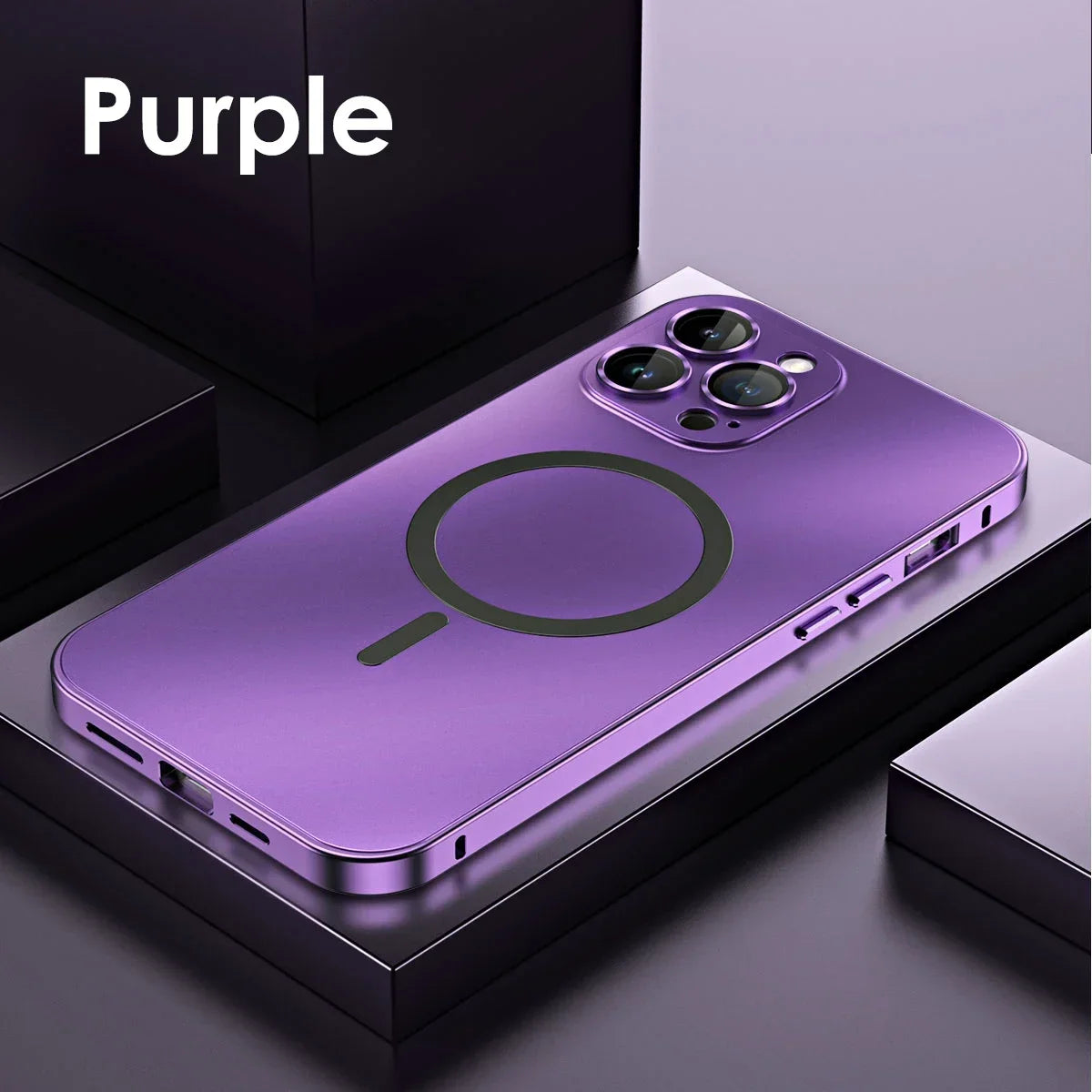 Luxury Magnetic Aluminium Case for iPhone 13–15 Pro Max | Full Body Protection with Glass Lens & PC Back | MagSafe Ready
