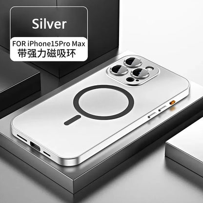 Luxury Magnetic Aluminium Case for iPhone 13–15 Pro Max | Full Body Protection with Glass Lens & PC Back | MagSafe Ready