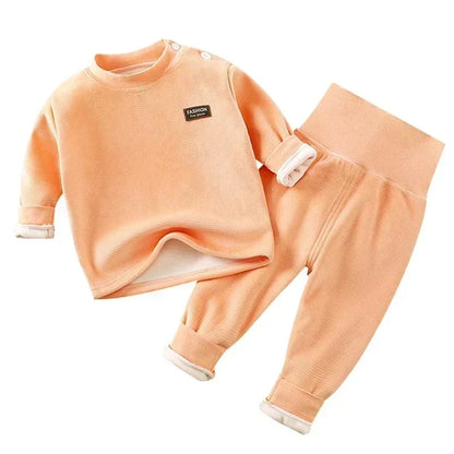 Tiny Toes, Toasty Days – High-Waist Thermal Set for Cold-Weather Baby Care