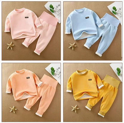 Tiny Toes, Toasty Days – High-Waist Thermal Set for Cold-Weather Baby Care